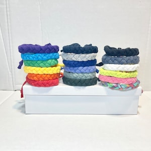 Braided T-Shirt Bracelets, Recycled Bracelets, Fabric Bracelets, Upcycled Bracelets, Cotton Bracelets, Stackable Bracelets, Unisex Bracelets