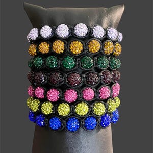 High Quality Micro Pave Beaded Bracelets, Rhinestone Pave Bracelet, Macrame Bracelet, Unisex Bracelet, Shamballa Bracelets, 10mm Beads