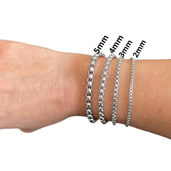 Stainless Steel Round Box Chain Bracelet, Unisex Bracelet, Stainless Steel Bracelets, Hypoallergenic Bracelet, Waterproof Bracelet