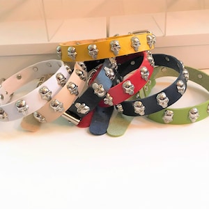 Choker z czaszką, Choker gotycki, Choker przyjazny dla wegan, Choker z gotycką czaszką, Choker ze skóry PU, Obroża z czaszką, Kolorowe chokery z czaszką