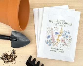 Custom Wildflower Seed Packets, Baby Shower Favors, A little Wildflower is on the Way