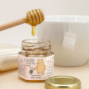 Classic Winnie the Pooh Baby Shower, Pooh Bear Baby Shower Favors, Mini Honey Jar Favors, Pooh's Honey Pot, Winnie the Pooh and Piglet Honey