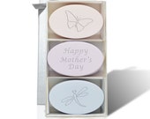 Mother 39 s Day Gift, Carved Soap Gift Set, Personalized Carved Soap, Grandmom Gift, Satsuma, Lavendar Blue Lupin - 3 bars of soap