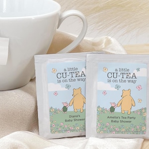 Winnie the Pooh Baby Shower Tea Bags, Baby Shower Favors, Baby Shower Tea, A Little Cu-Tea is on the Way, Pooh and Piglet - Set of 30
