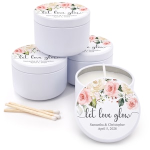 Custom Mini Lavender Candles, Bulk Wedding & Bridal Shower Favors, Personalized and Unique Candle Gifts for Guests, 2 oz mini candle favors