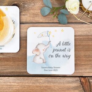 Baby Boy Elephant Shower, Baby Shower Favors, Baby Shower Coaster Favors, Personalized Coasters for Baby Showers, Baby Announcement Gift
