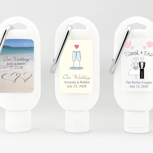 Wedding Favor Sunscreen, Bridal Shower, Personalized Sunscreen Favors with Carabiner, Beach Party, Birthday Party - Set of 12
