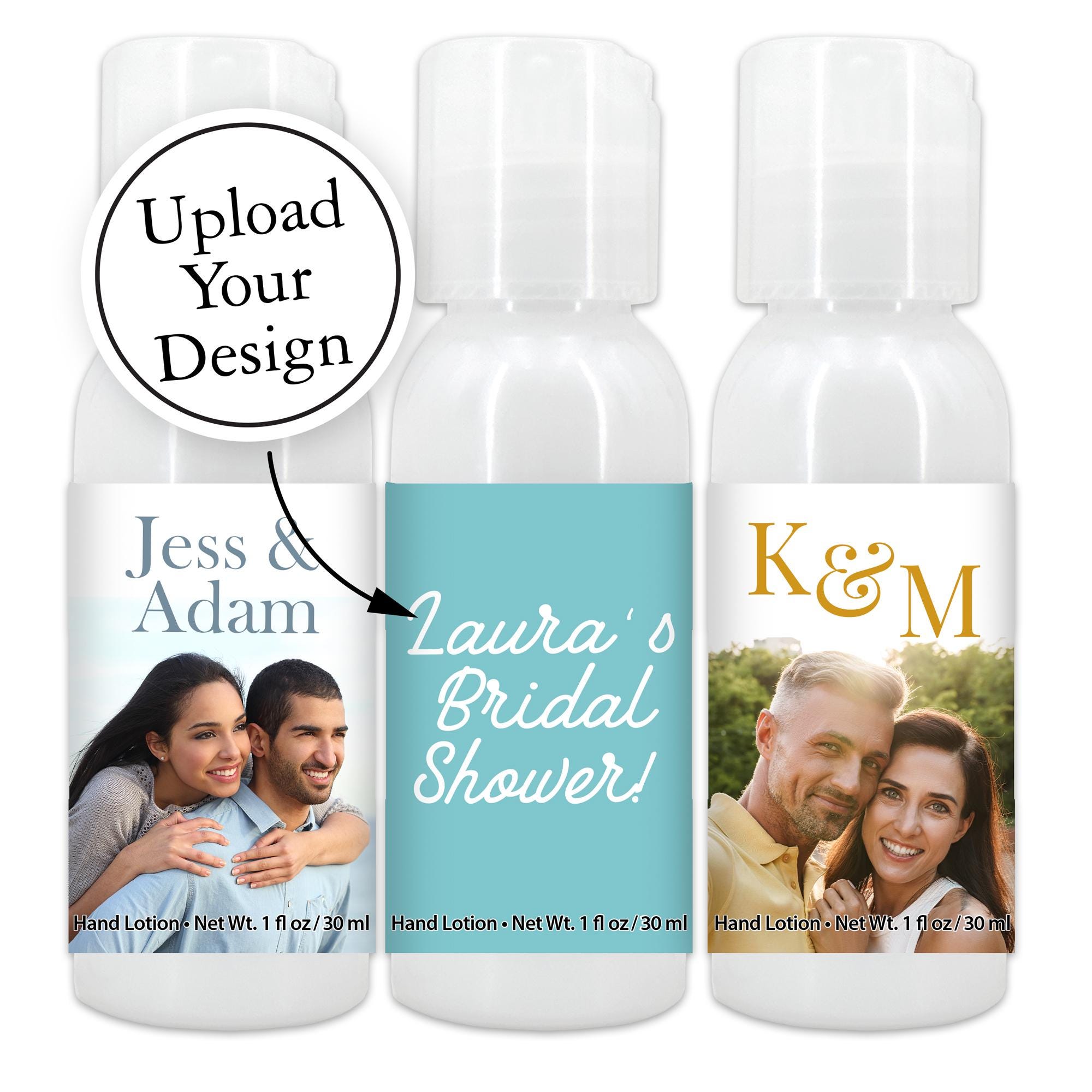 Custom Hand Lotion, Custom Mini Hand Lotion 1 oz. Bottle, Personalized Hand Lotion, Wedding Favor, Custom Corporate Gift - Set of 12