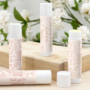 Baby Shower Lip Balm Favors, Personalized Lip Balm Favor, Hand Drawn Baby Shower Sketches, Baby Shower Boy, Baby Shower Girl - Set of 12