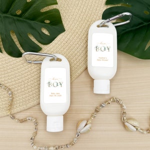 Baby Shower Favor Sunscreen, It&#39;s A Boy Favor, Sunscreen Favors with Carabiner, Baby Shower Favors  - Set of 12