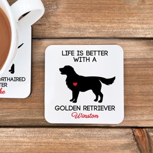 Dog Mom, Dog Lover, Personalized Dog Breed Coasters, Dad Dog Gift, Puppy Decor, Golden doodle, New Puppy Gift, New Dog Gift - Set of 4