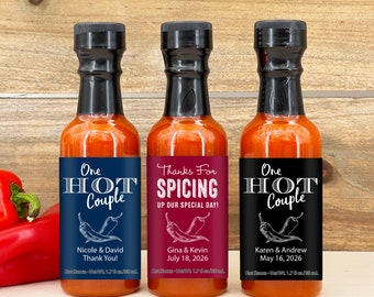 Hot Sauce Wedding Favors, Hot Sauce Gift, Wedding Favors, Mini Hot Sauce, Custom Hot Sauce, Thank You for Spicing Up Our Day, 1.7 oz
