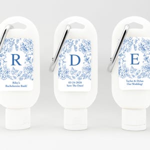 Wedding Favor Sunscreen, Bridal Shower Favors, Blue Toile Wedding, Sunscreen Favors with Carabiner, Bridesmaid Proposal Gift,  - Set of 12