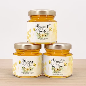 Honey Baby Shower Favors, Bee Themed Baby Shower, Honey Party Favors, Mini Honey Jar Favor, Mommy to Bee, Sweet as Can Bee, What Will It Bee