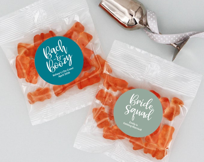 Champagne Gummy Bears, Wedding Favors, Bridal Shower Favors, Bachelorette Party Favors, Bride Tribe, Bach & Boozy - Set of 20