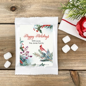 Christmas Hot Chocolate, Red Cardinal Hot Chocolate Bar, Personalized Cocoa  Favors, Holiday Hot Chocolate - Set of 24