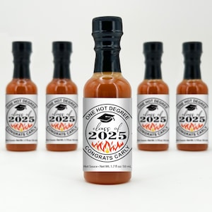 Hot Sauce Graduation Favors, Hot Sauce Gift, Mini Hot Sauce, Custom Hot Sauce, One Degree Hotter, Grad Party Ideas, 1.7 oz bottle of sauce