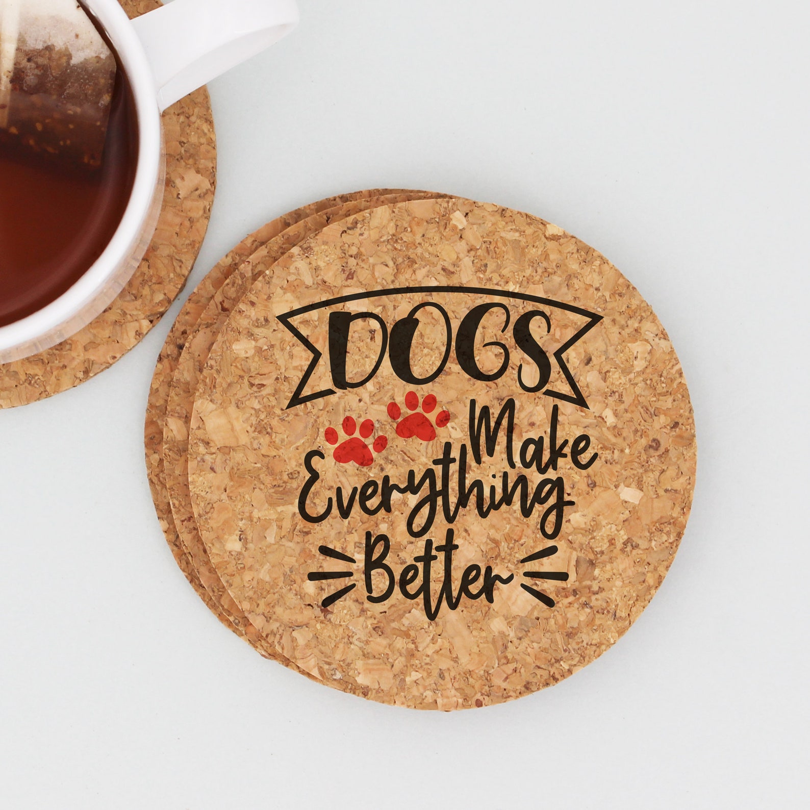 Dog Lover Coasters Dog Lover Gift Dog Mom Cork Coasters Dog Etsy