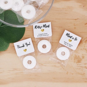 Mint to Be Wedding Favors, Wedding Favor Mints, Elegant Gold Heart Favors, Cute Wedding Favors, Mint Life Savers, Custom Wedding Favors