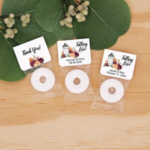 Wedding Favor Mints, Falling in Love Wedding Favors, Burgundy and Rust Floral Favors, Cute Wedding Favors, Mint Life Savers, Edible Favors