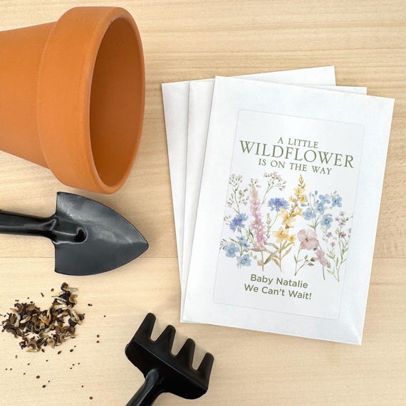 Custom Wildflower Seed Packets, Baby Shower Favors, A little Wildflower is  on the Way