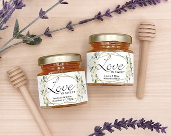Honey Wedding Favors, Bee Themed Bridal Shower, Honey Bridal Shower Favors, Honey Favors, Mini Honey Jar Favors, Geometric Wedding Favors