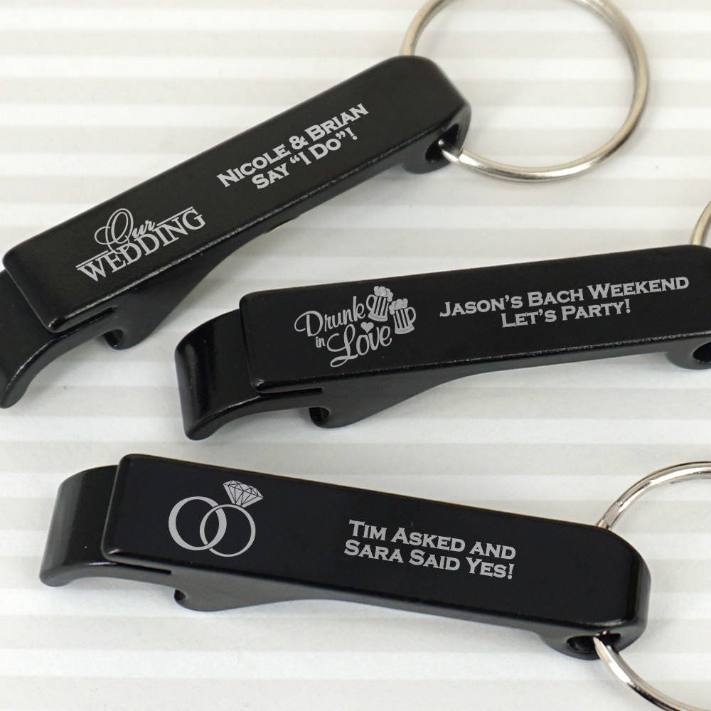 Personalized Black Aluminum Key Chain Bottle Opener Bottle Etsy