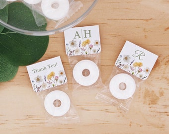 Monogram Wedding Favor Mints, Wildflower Design