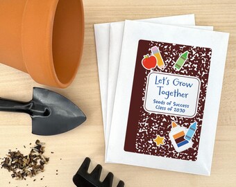 Custom Wildflower Seed Packets, Back to School Teacher Student Gift, Let's Grow Together