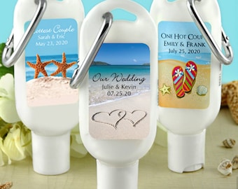 Wedding Favor Sunscreen, Bridal Shower, Personalized Sunscreen Favors with Carabiner, Beach Party, Birthday Party - Set of 12