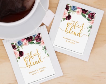 Favores de fiesta de té, bolsas de té personalizadas de mezcla perfecta, favores de bolsas de té, favores de boda de té, favores de té, favores de despedida de soltera - Conjunto de 30