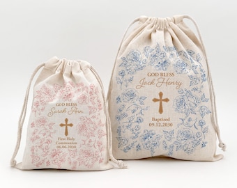 Baptism Favors, Custom Mini Drawstring Bag, First Holy Communion, Confirmation Favors