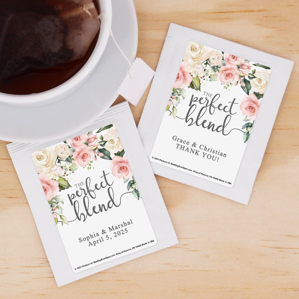 Favores de boda de mezcla perfecta, favor de fiesta de té de despedida de soltera, té de favor de boda, favores de té floral, favores de despedida de soltera - Conjunto de 30