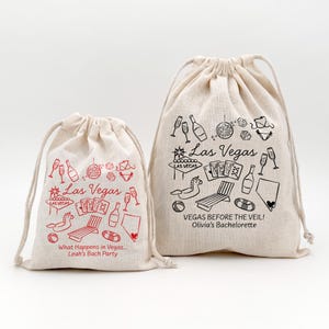 Las Vegas Bachelorette Favor Bags, Custom Mini Cotton Tote, Hangover Kit, Girls Trip, Birthday Bags