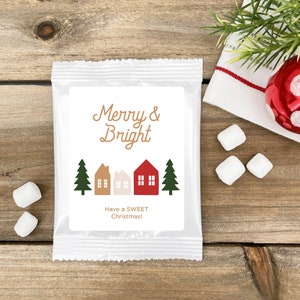 Merry & Bright Hot Chocolate, Christmas Hot Cocoa Favors, Personalized Hot Chocolate Favors, Holiday Hot Chocolate Favors - Set of 24