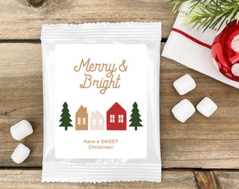 Merry & Bright Hot Chocolate, Christmas Hot Cocoa Favors, Personalized Hot Chocolate Favors, Holiday Hot Chocolate Favors - Set of 24
