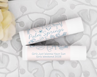 Custom Lip Balm, Wedding Lip Balm Favors, Bachelorette Party Favor, Lip Balm Customized, Palm Springs Bachelorette, Girls Trip - Set of 12