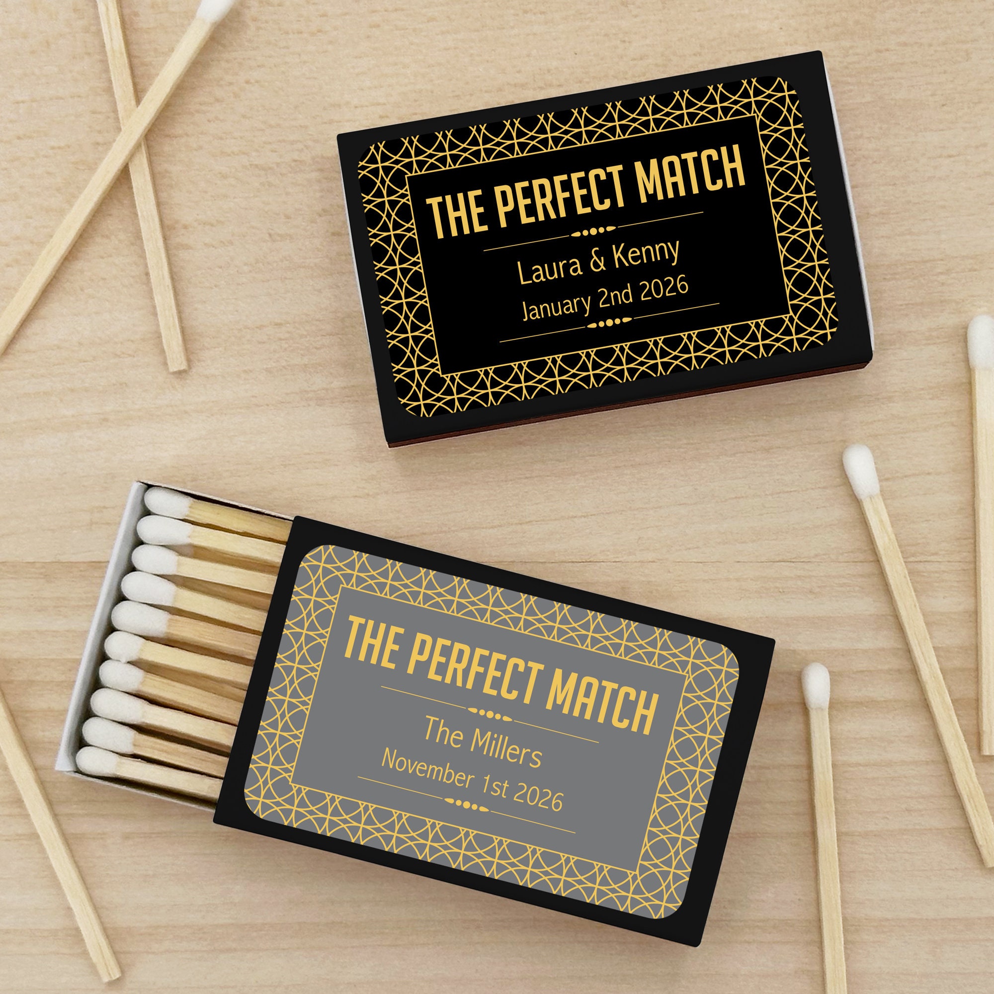 The perfect match Elegant wedding favors matchbox | Zazzle