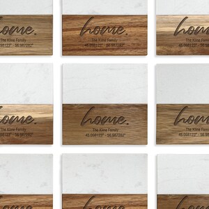 Personalized Engraved Marble and Wood Coaster Set, Wedding Gift, Bridal Shower Gift, New Home Gift, Housewarming Gift - Set of 4