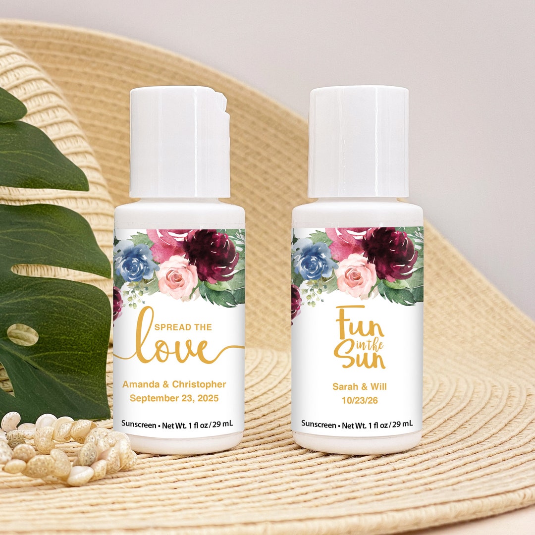 Mini Sunscreen Favor, Personalized Wedding Favors, Bachelorette Party