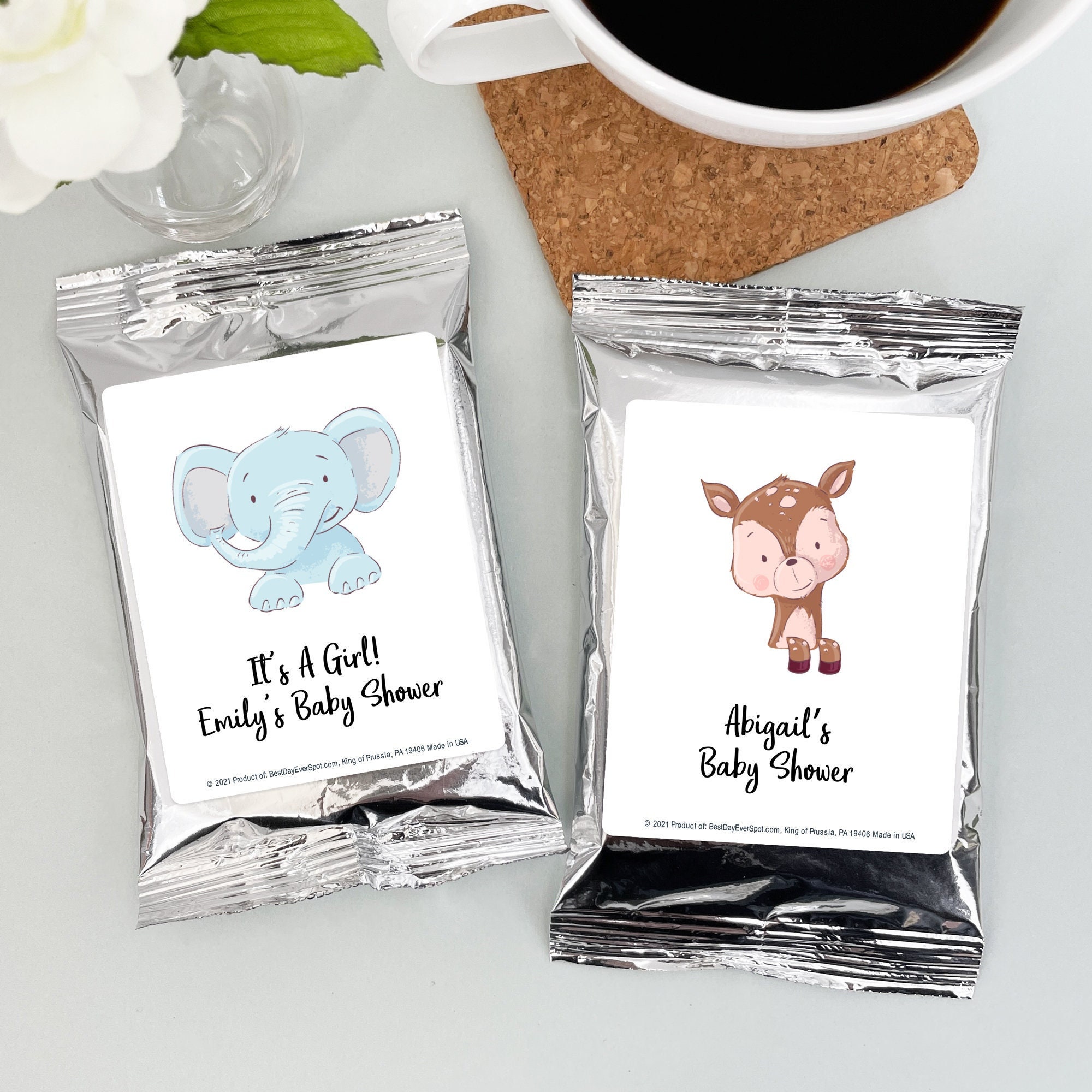 Baby Shower Safari Themed Coffee Favors, Birthday Party Favors, Elephant  Theme Party Favors, Personalized Coffee Pack Favors - Set of 30 - Etsy, image size:2000x2000