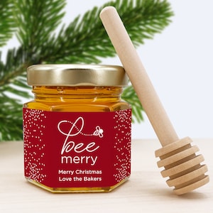 Christmas Honey Jar Favors, Christmas Party Favors, Holiday Favors, Corporate Gift Idea, Mini Honey Jar Favors, Stocking Stuffer Ideas