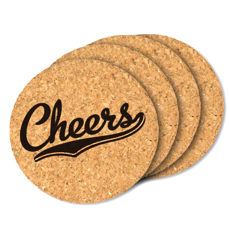 Cheers Party Favor Coasters Cheers Round Cork Coasters Set Etsy