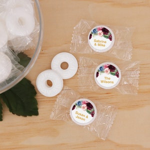 Mint Wedding Favors, Mint to Be, Wedding Favor Mints, Watercolor Floral Favors, Wedding Favors, Mint Life Savers - Set of 100