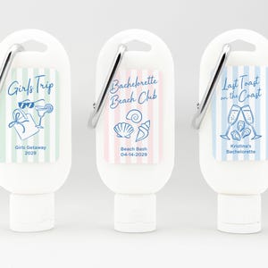 Bachelorette Mini Sunscreen Favor with Carabiner, Custom Wedding Favor, Bridal Shower, About Last Night, Girl Trip, Martini Party -Set of 12