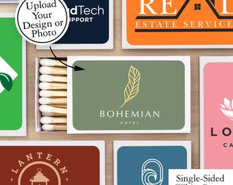 Custom Match Boxes, Custom Logo Matches, SINGLE SIDED, Personalized Matches, Corporate Match Boxes, Custom White Matchboxes - Set of 50