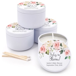 Baby Shower Favors, Custom Candles, Pink & White Baby Shower Ideas, 2 oz mini candle