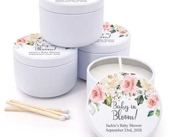 Baby Shower Favors, Custom Candles, Pink & White Baby Shower Ideas, 2 oz mini candle