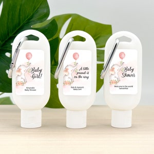 Baby Shower Favor Sunscreen, Baby Girl Favor, Sunscreen Favors with Carabiner, Baby Shower Favors, A Little Peanut is on the Way - Set of 12