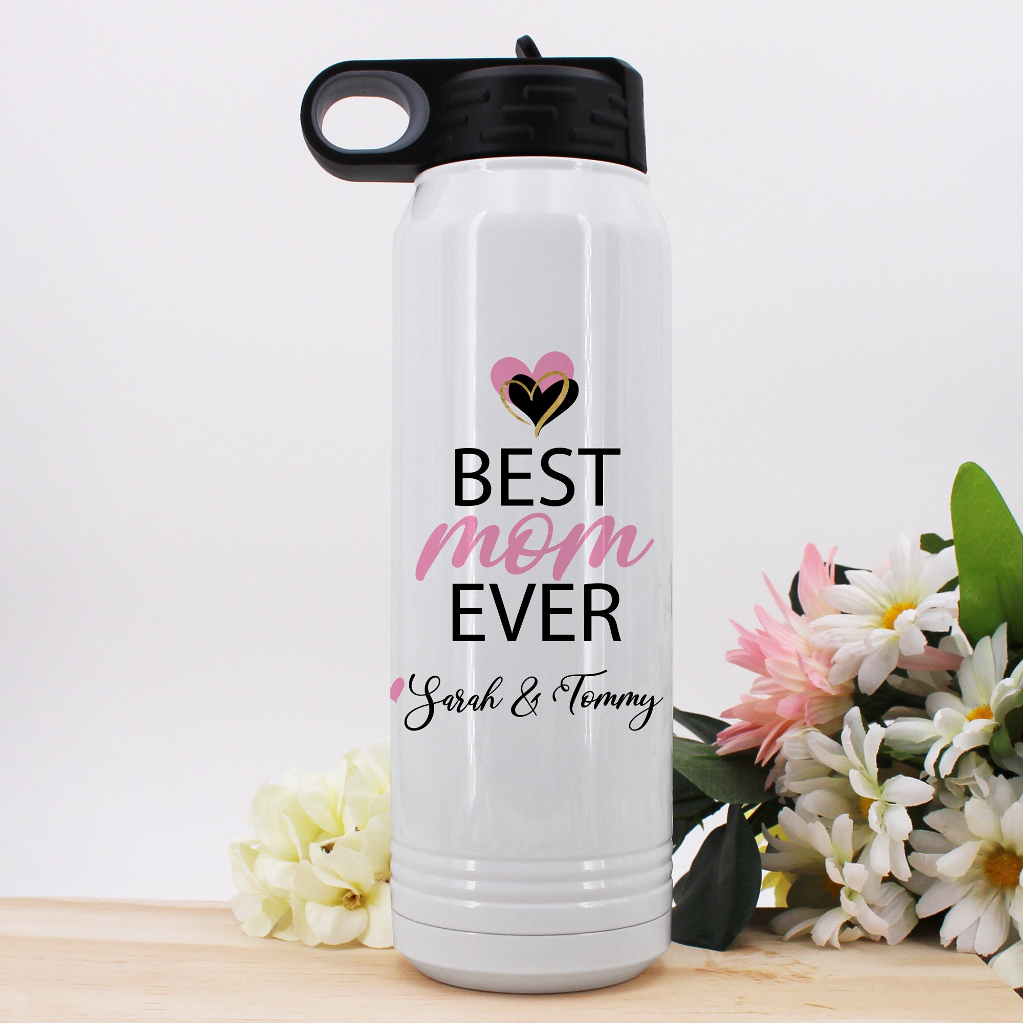 Personalized 46oz Water Bottle With Handle Cap, 360 Degree Engrave,  Multiple Colors, Wildflowers, Mother's Day Gift, Birthday, Gift for Mom -   Canada